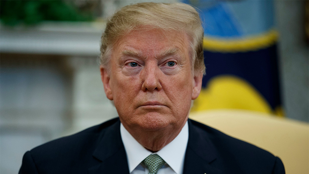 Mandatory Credit: Photo by Evan Vucci/AP/REX/Shutterstock (10155748e)
President Donald Trump listens to a question during a meeting with Irish Prime Minister Leo Varadkar in the Oval Office of the White House, in Washington
Trump, Washington, USA - 14 Mar 2019