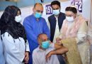 Dr. Firdous Ashiq Awan administers covid-19 vaccine to a senior citizen