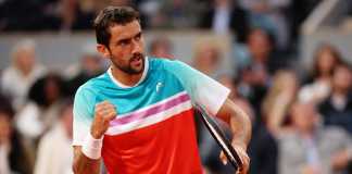 Marin Cilic celebrates after a point