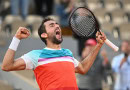 Marin Cilic celebrates after winning