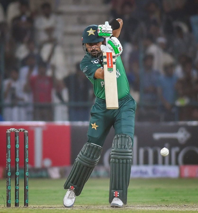 Babar Azam plays a stroke