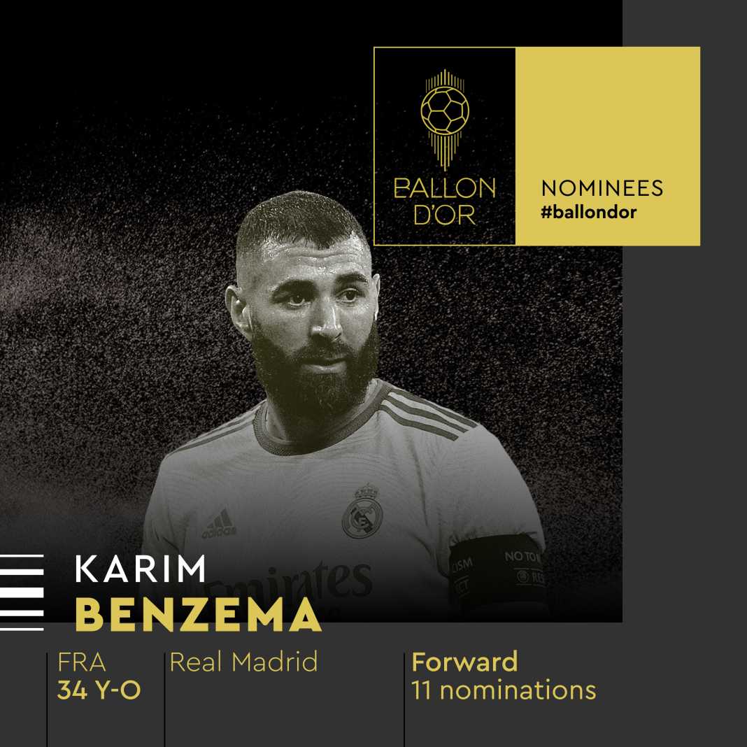 Benzema the favourite as Ballon d'Or Nominees announced