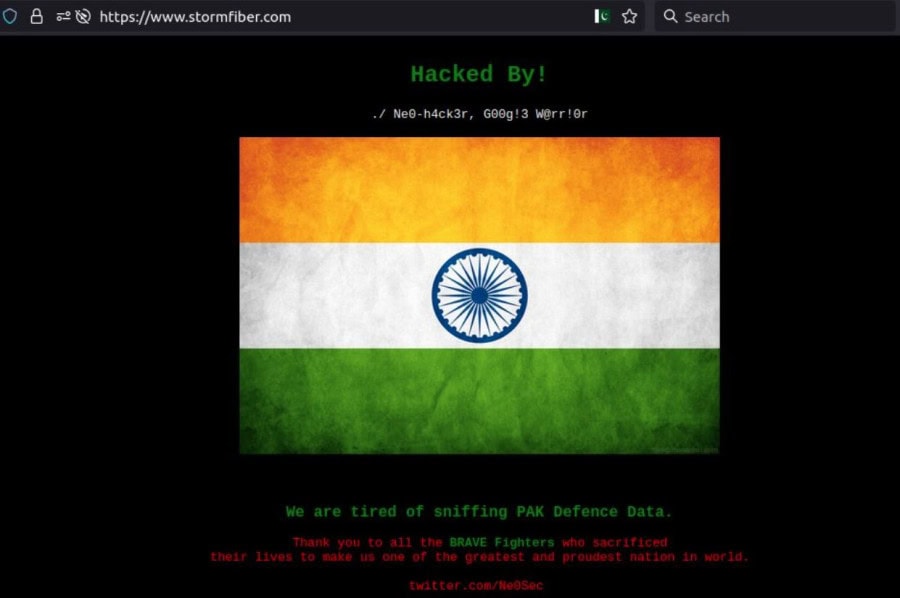 StormFiber website hacked