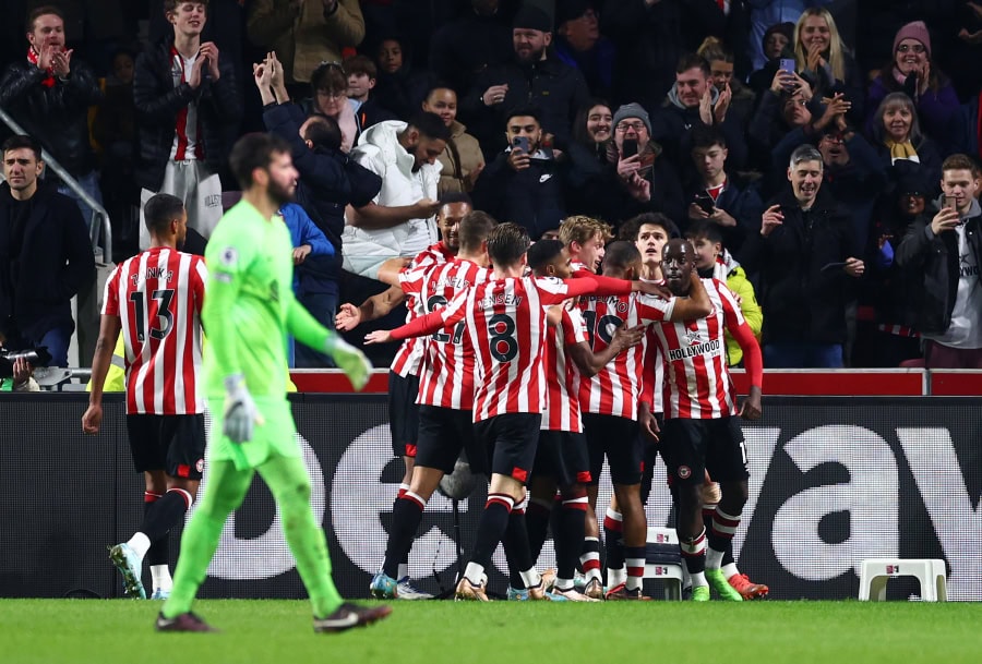 Brentford defeat Liverpool in the Premier League