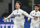 Empoli celebrate scoring against Inter Milan