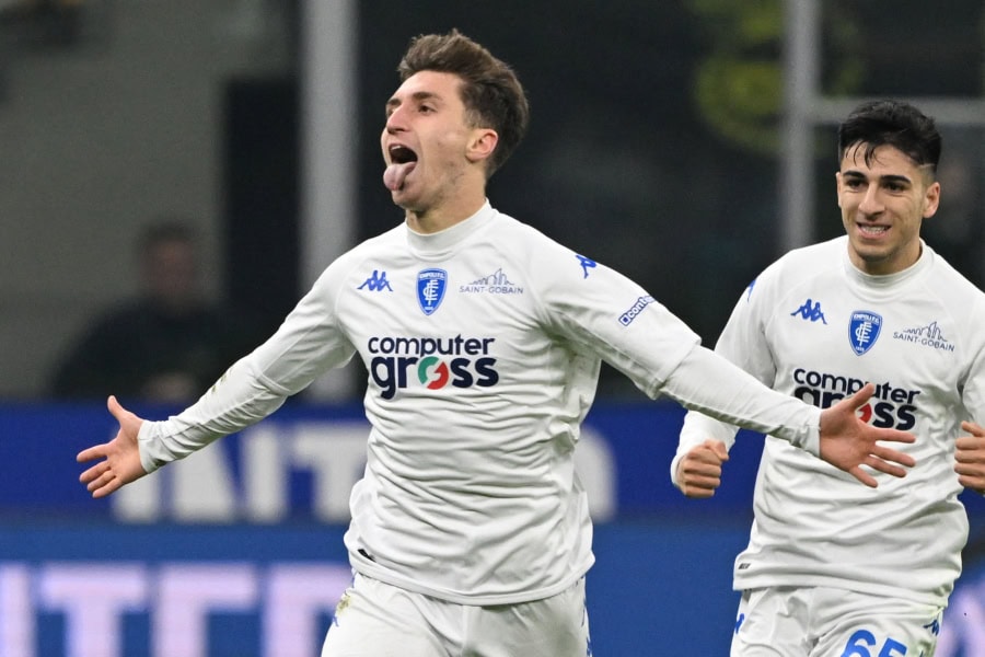 Empoli celebrate scoring against Inter Milan