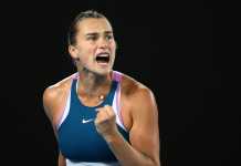 Aryna Sabalenka celebrates after winning the Australian Open