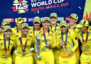 Australia celebrate winning the womens T20 World Cup