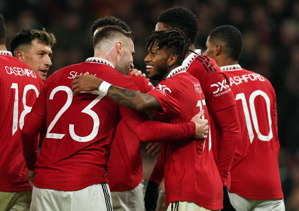 Man United celebrate reaching the Carabao Cup final