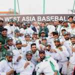 Pakistan team celebrates winning the15th West Asia Cup Baseball Championship