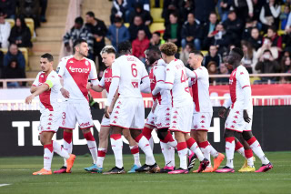 Monaco celebrate scoring against PSG