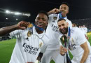 Real Madrid celebrate winning the club world cup