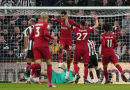 Liverpool celebrate scoring against Newcastle United