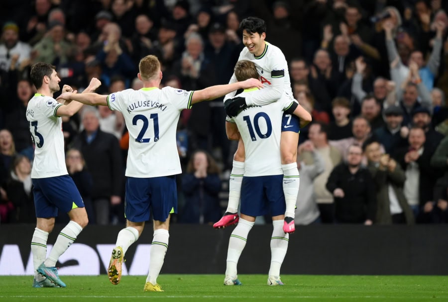 Tottenham celebrate a goal against West Ham