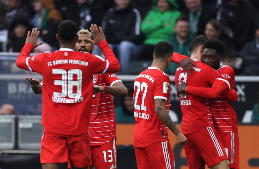 Bayern Munich celebrating their win over Union Berlin