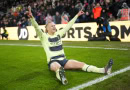 Erling Haaland celebrates scoring for Man City against Crystal Palace.