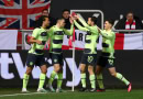 Manchester City celebrate scoring against Bristol