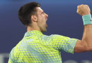 Djokvic celebrates beating Griekspoor in Dubai Open