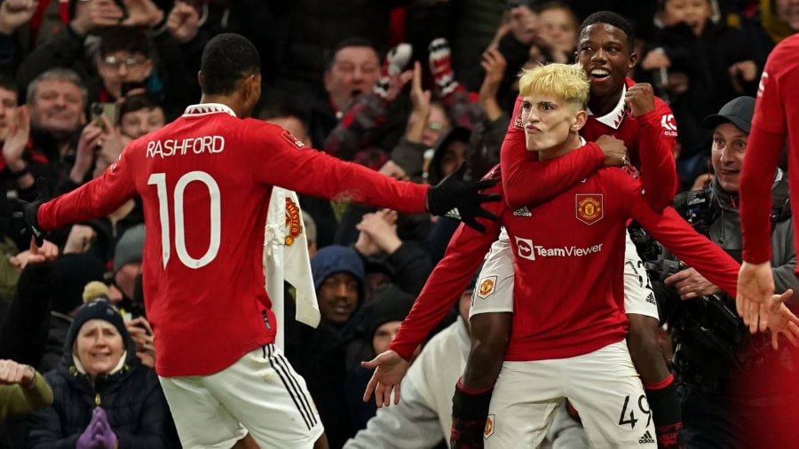 United celebrating their FA Cup win over West Ham