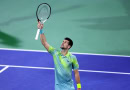 Djokovic celebrating his win over Hurkacz in Dubai Open