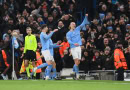 Haaland and Man City celebrate a goal against RB Leipzig