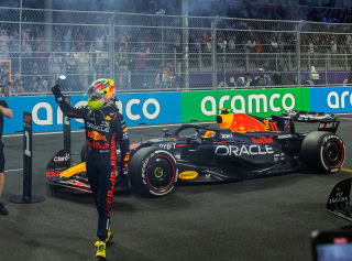 Sergio Perez after winning the Saudi Arabian GP