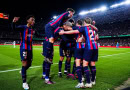 Barcelona celebrate beating Real Madrid in La Liga