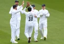 Mohammad Abbas celebrates a wicket during English County Championship round 2