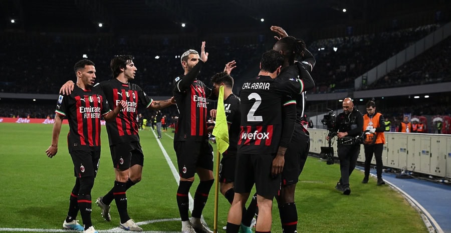 AC Milan celebrates scoring against Napoli