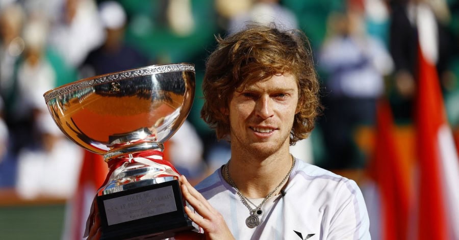 Andrey Rublev with the Monte Carlo Masters trophy