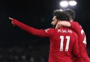 Salah celebrates scoring for Liverpool against Leeds United