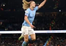 Haaland celebrates scoring against Arsenal for Man City