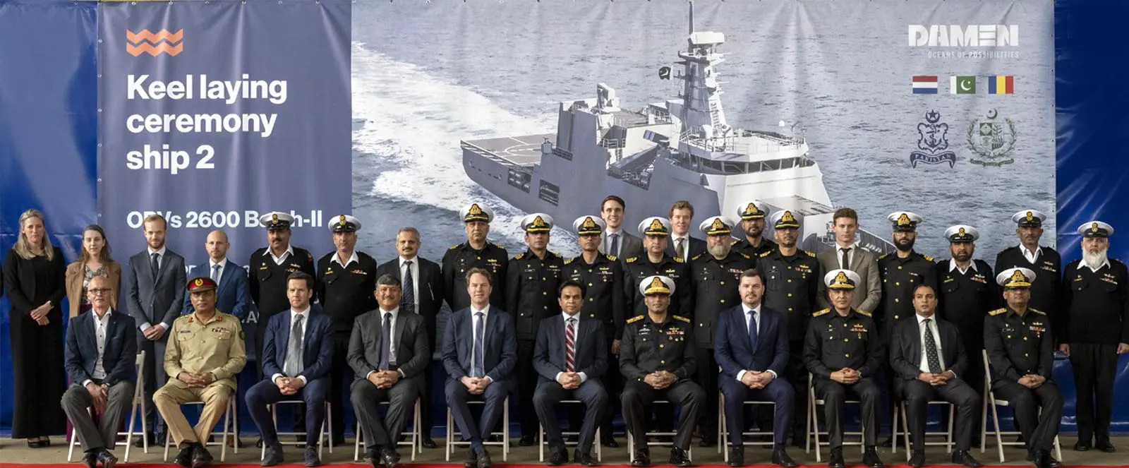 Ceremonia de depunere a chilei pentru cel de-al doilea OPV al Marinei pakistaneze a avut loc în România