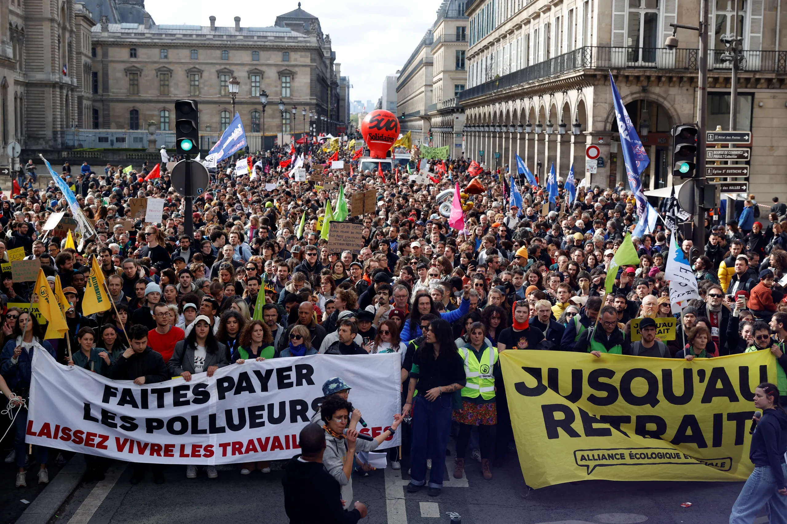 French pension protesters flood LVMH headquarters in Paris