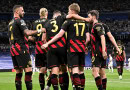 Manchester City celebrate scoring against Real Madrid