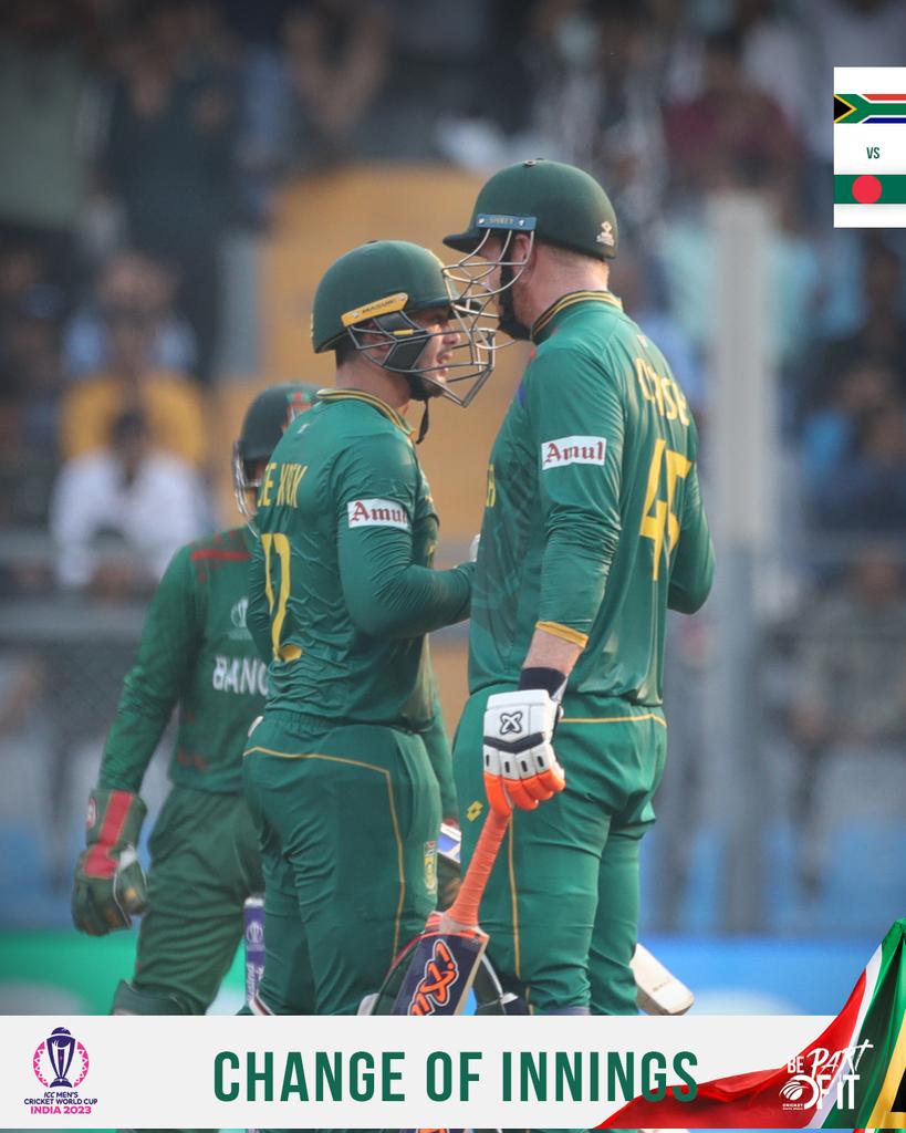 CWC2023: South Africa set 383 runs target for Bangladesh