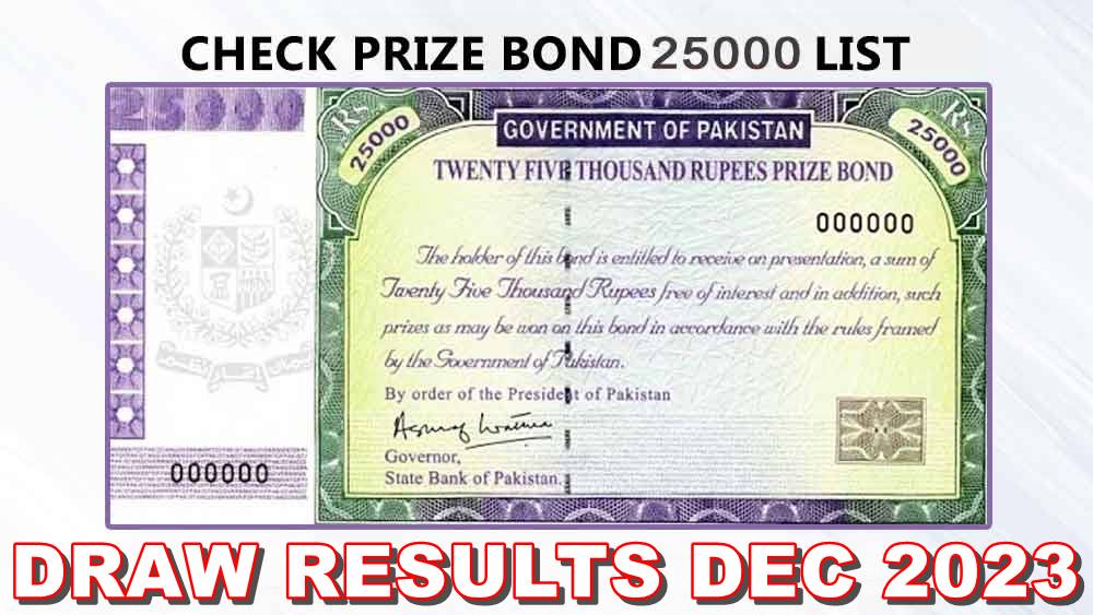 25000 Prize Bond 2023 – check draw results here Dec update