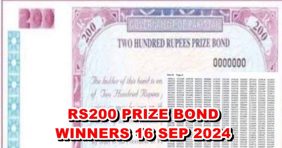 Rs200 Prize Bond 16 September Draw Results Winners List