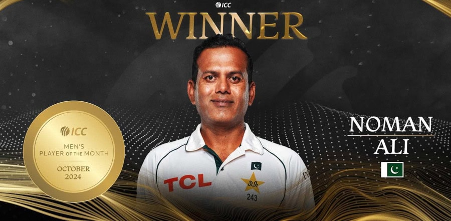 Noman Ali Wins Icc Mens Player Of The Month Award