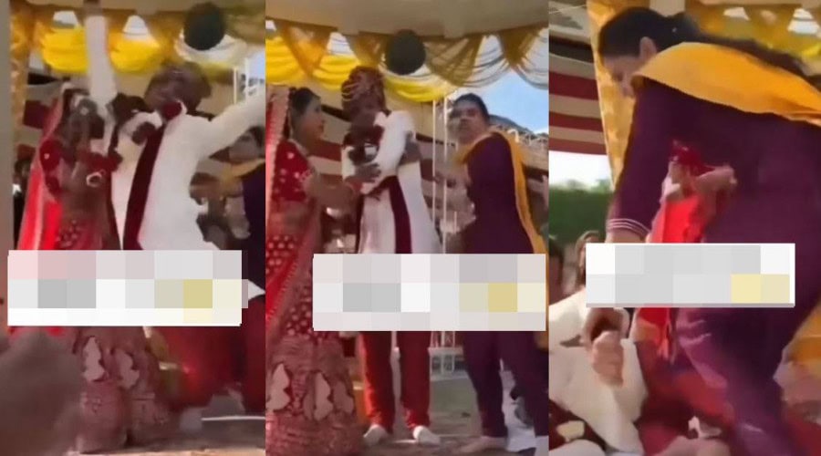 Romeo Groom Knocked Down By Ex Girlfriend During Wedding Video