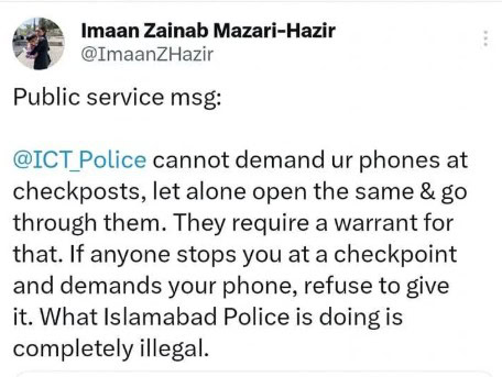 Why Are Islamabad Police Personnel Checking Peoples Whatsapp Gallery At Checkpoints 