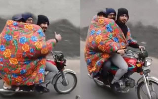 Faisalabad Bikers Go Viral For Beating This Biting Cold Weather With Desi Jugaad