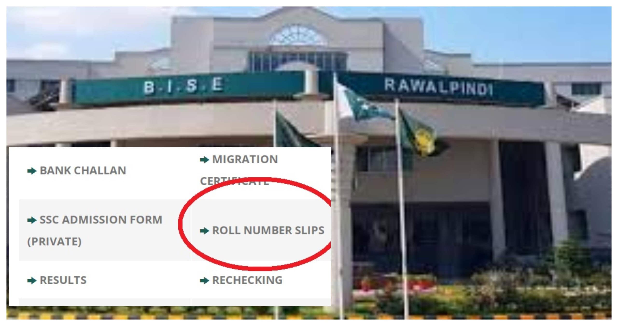 Pakistan Rwp Number BISE Rawalpindi 10th Class Roll Number Slips 2025 for private students ...