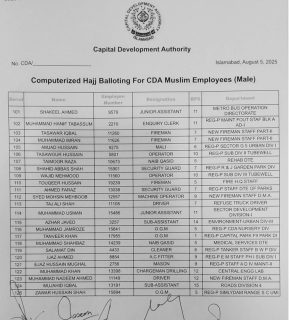 Cdas Lower Grade Staff Win Big In Hajj 2026 Balloting Check Complete List Here 