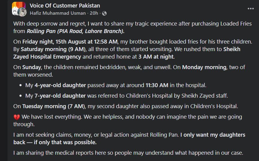 Lahore Restaurant Under Fire After Two Children Die From Eating Loaded Fries 