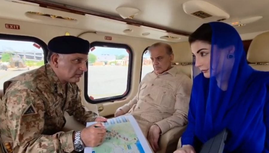 Pm Shehbaz Cm Maryam Conduct Aerial Survey Of Flood Hit Areas In Punjab