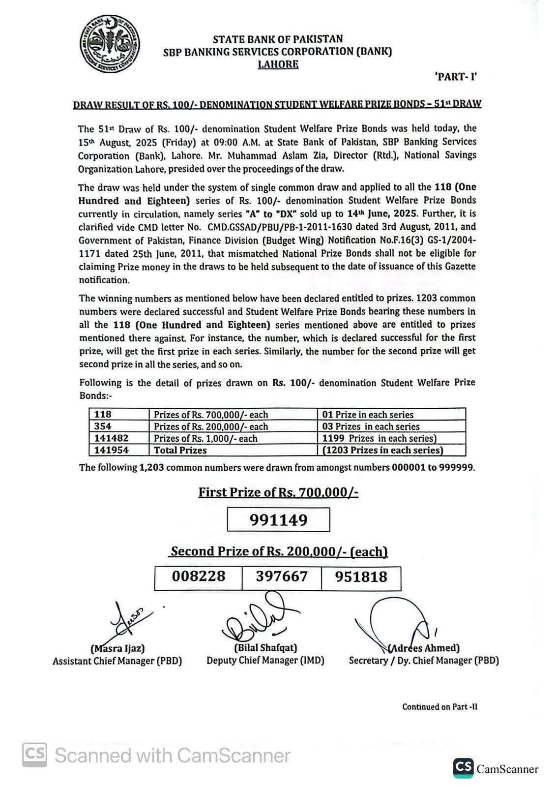 Rs100 Prize Bond Draw51 Full Winners List Pdf Download 15 August 2025 