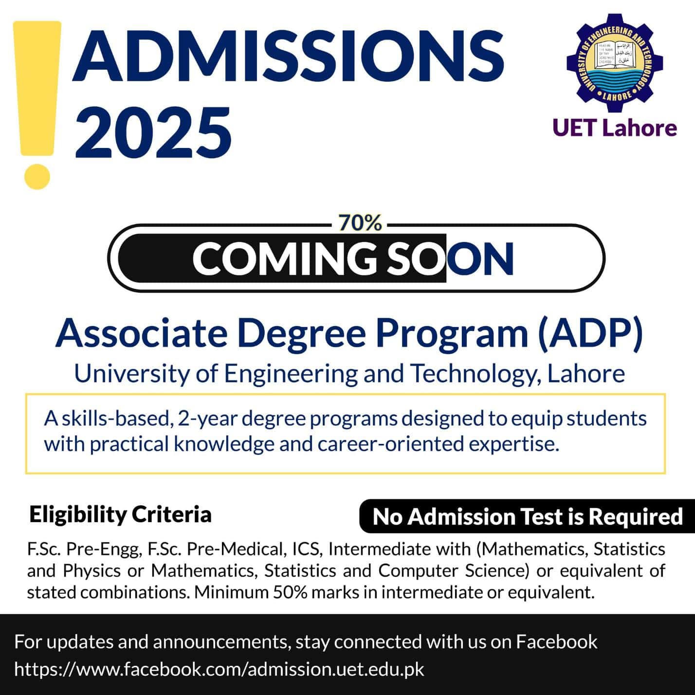 Uet 2 Year Associate Degree Program No Entry Test Required 