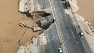Floodwaters Wash Away Another Section Of Motorway M 5 Near Multan