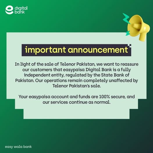Easypaisa Payment Update Amid Ptcl Telenor Pakistan Merger 